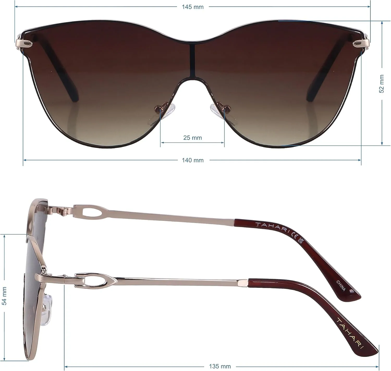TAHARI Women's Chic Shield UV400 Protective Cat Eye Sunglasses