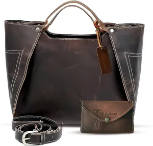 Tannery Genuine Full Grain Leather Shoulder Tote Bag for Women Large Handbag Ladies Purse Adjustable Strap Satchel Travel Bag