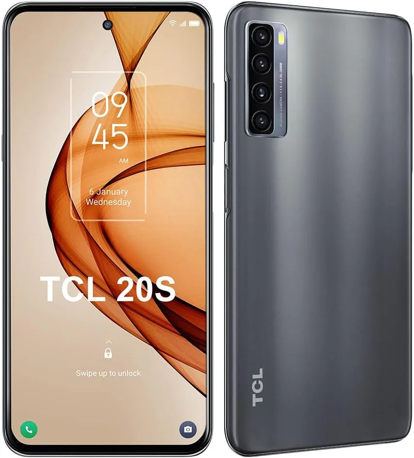 TCL 20S Unlocked Cell Phone with 6.67” Dotch FHD  Display, Android 11 Smartphone 64MP Quad Rear Camera System, 4GB 128GB, 5000mAh Big Battery with Fast Charging, Milky Way Black