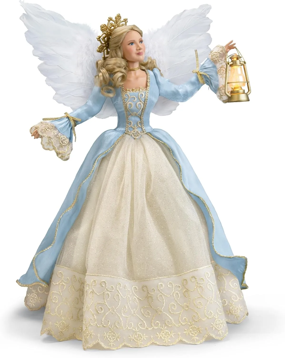 The Ashton-Drake Galleries 18" Tall Musical Christmas Angel Doll with Luxurious Baroque Style Gown and Illuminated Lantern
