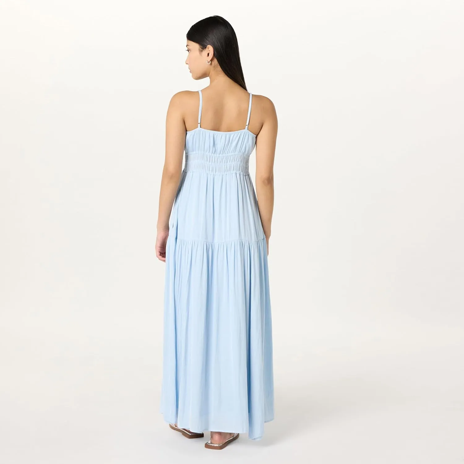 The Drop Women's Tavia Tie-Front Tiered Maxi Dress