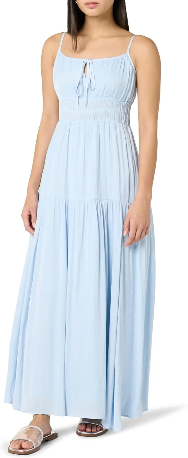 The Drop Women's Tavia Tie-Front Tiered Maxi Dress