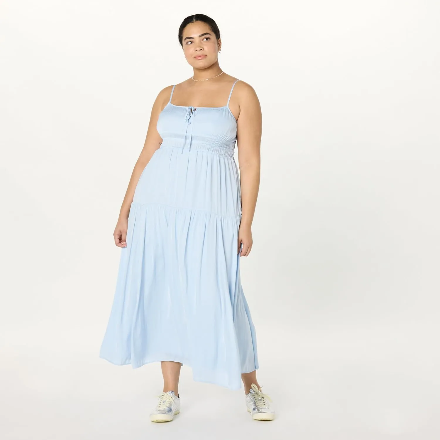 The Drop Women's Tavia Tie-Front Tiered Maxi Dress