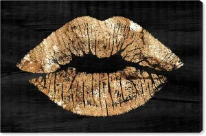 The Oliver Gal Artist Co. Fashion and Glam Wall Art Canvas Prints 'Solid Kiss Night' Home Décor, 15 in x 10 in, Black, Gold