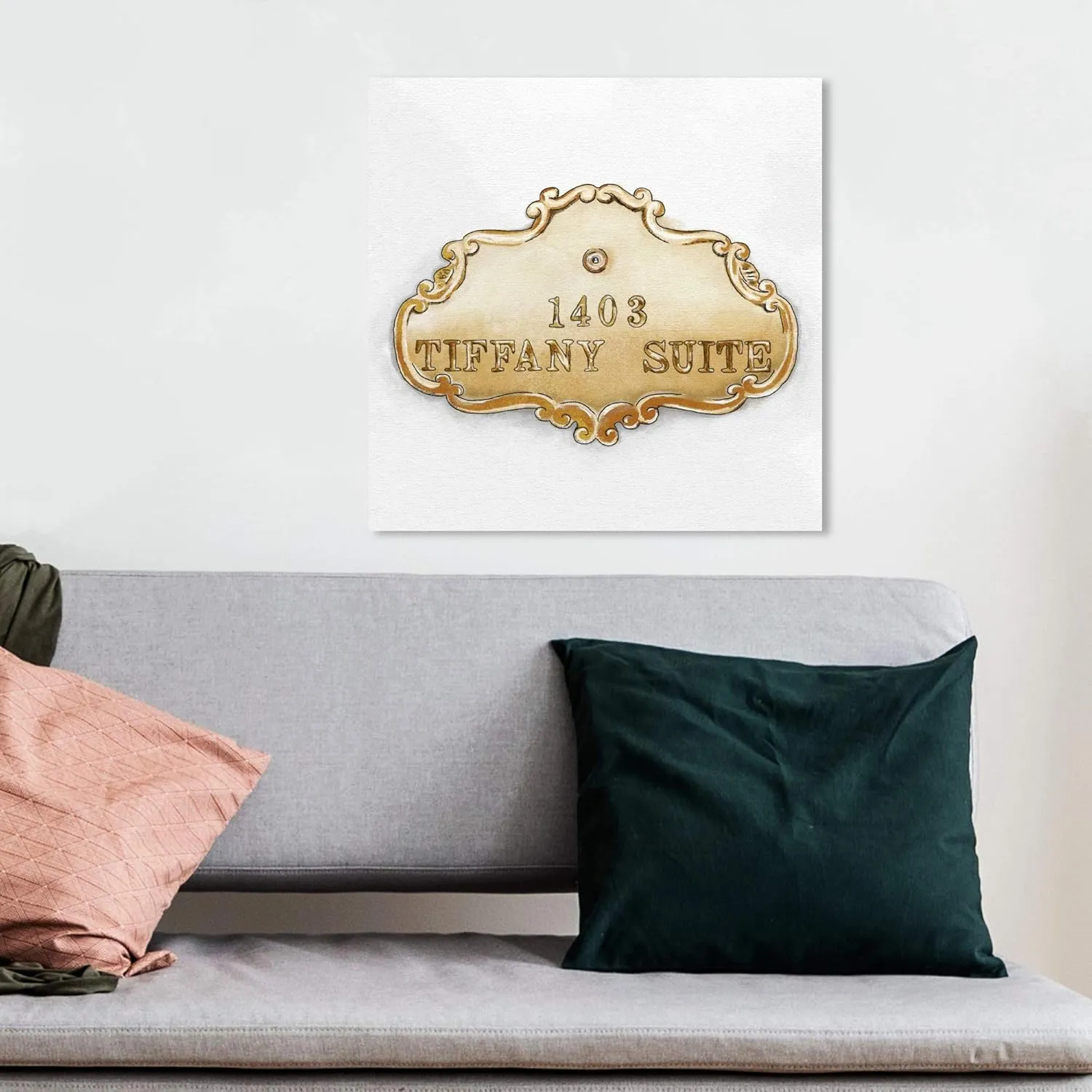The Oliver Gal Artist Co. Fashion and Glam Wall Art Canvas Prints 'Tiffany Suite Luxe' Home Décor, 12" x 12", Gold, White