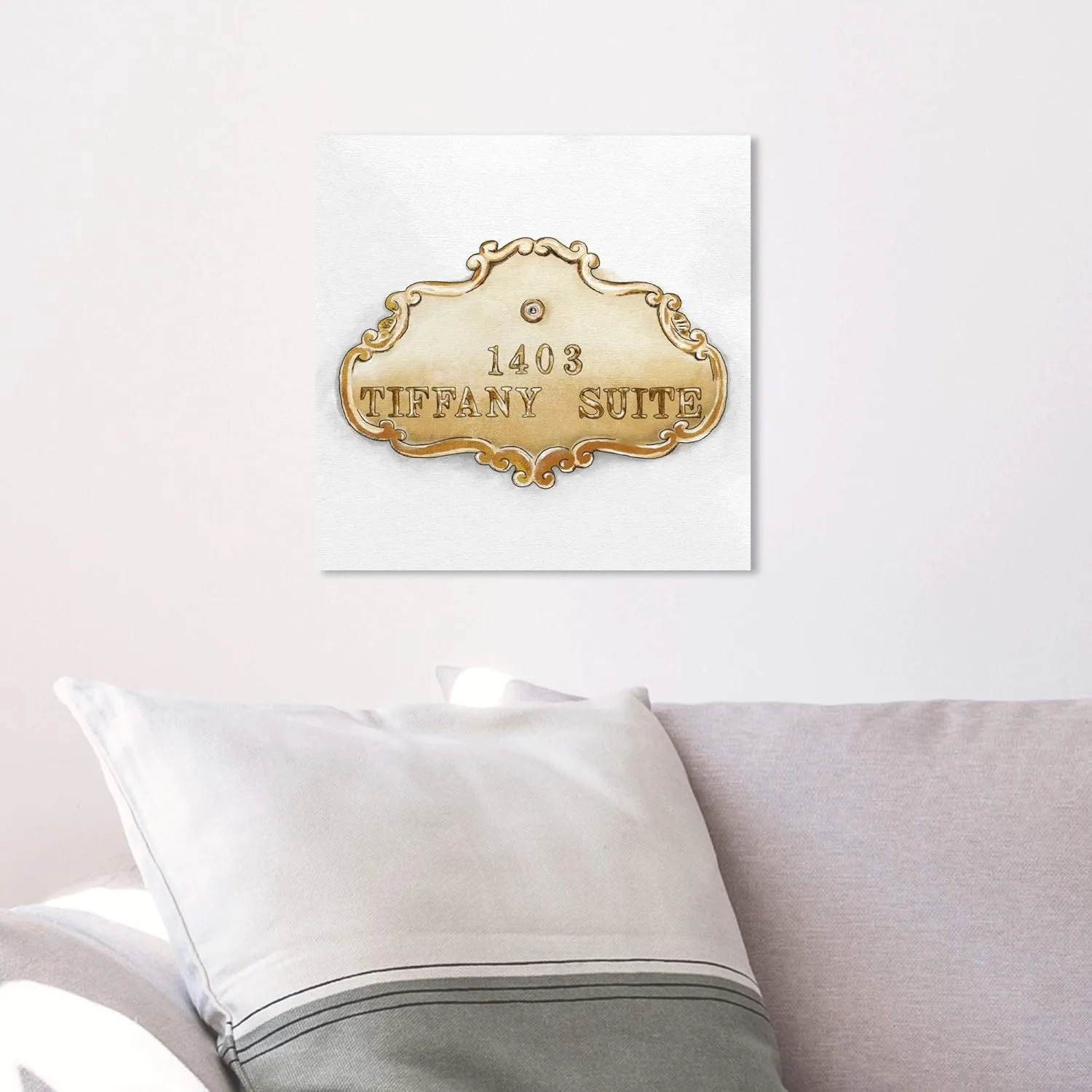 The Oliver Gal Artist Co. Fashion and Glam Wall Art Canvas Prints 'Tiffany Suite Luxe' Home Décor, 12" x 12", Gold, White
