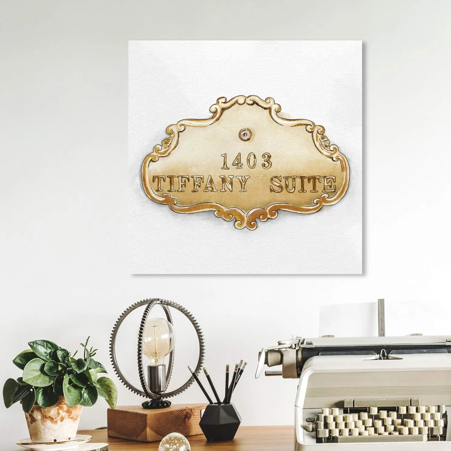 The Oliver Gal Artist Co. Fashion and Glam Wall Art Canvas Prints 'Tiffany Suite Luxe' Home Décor, 12" x 12", Gold, White