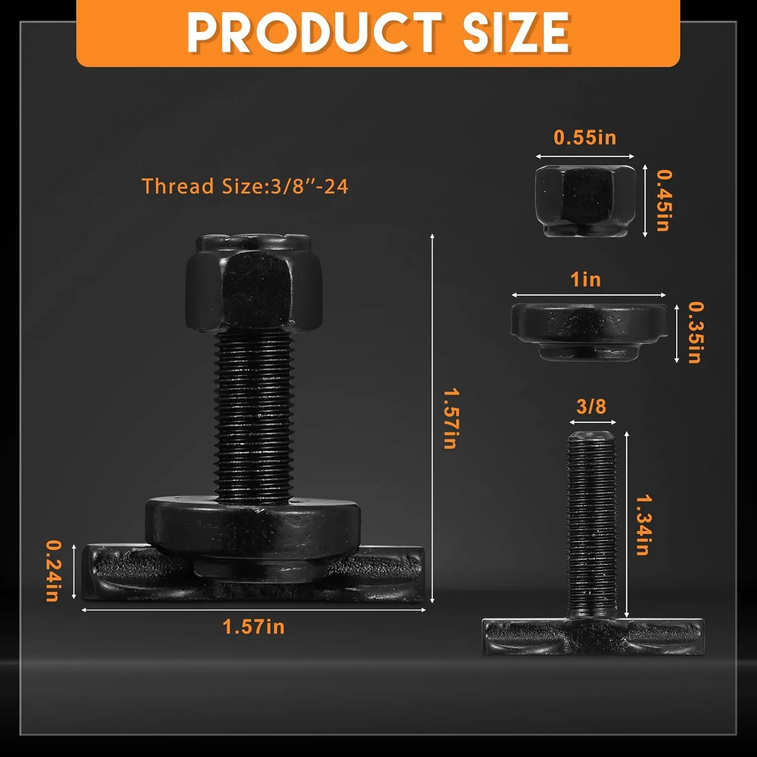 Therwen 20 Pcs L Track Double Lug Threaded Stud Nut Fitting Tie Down Bearing 5500 LBS Using with L Track Rail to Create Heavy Duty Bolt Down Anchor Points for Trailer Truck Bed Cargo Control