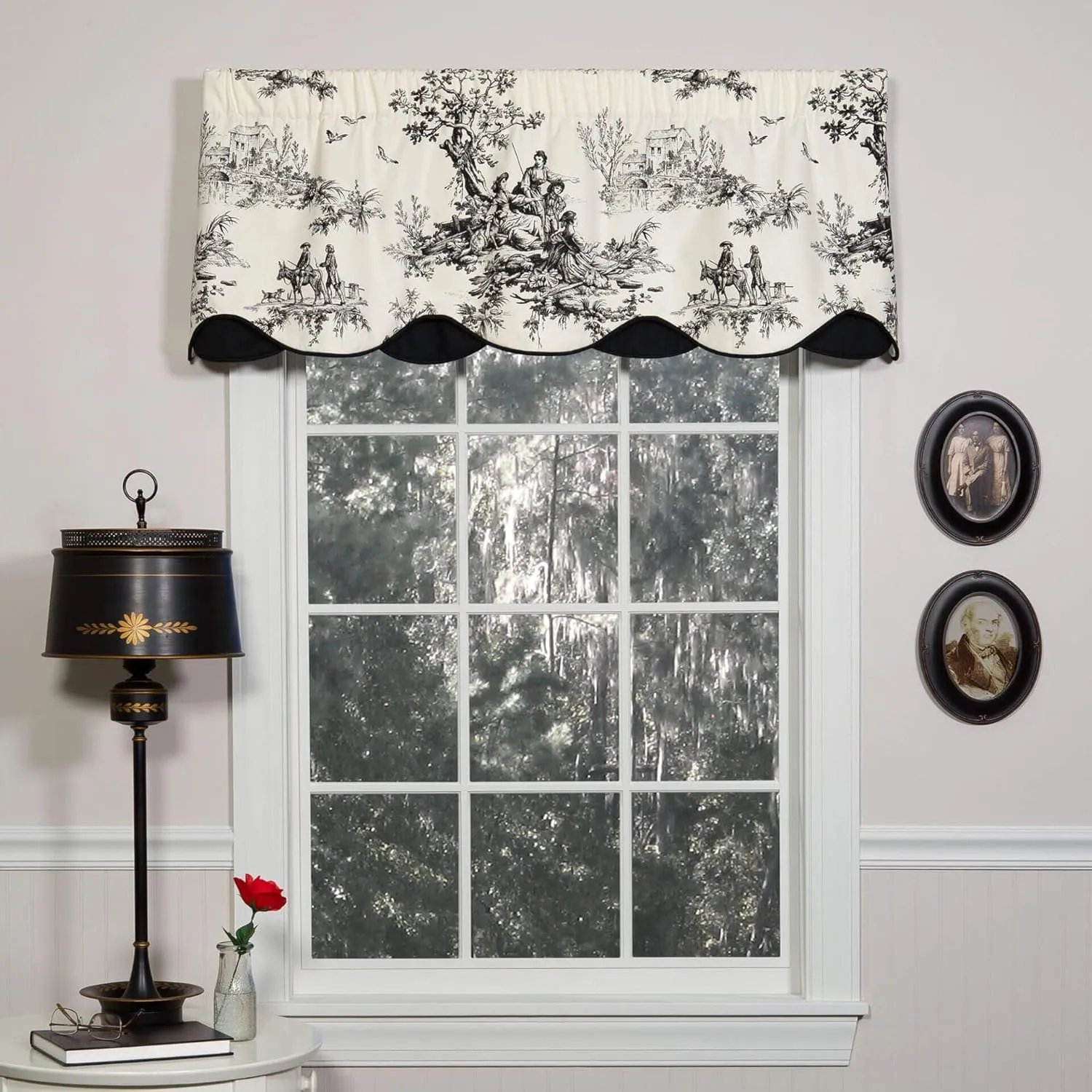 Thomasville At Home Bouvier Black Sara Valance, Rod Pocket Valance for Livingroom/Kitchen/Bath, 17x52 (1)