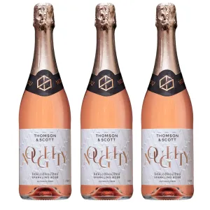 Thomson & Scott Noughty Rosé - Alcohol Free Sparkling Rosé, Organic, Low-Sugar, Halal Certified, Vegan, Great Gift for Expecting and New Mums, Birthdays, Anniversaries, Non Alcoholic Rose, 750ml (750ml, 3)