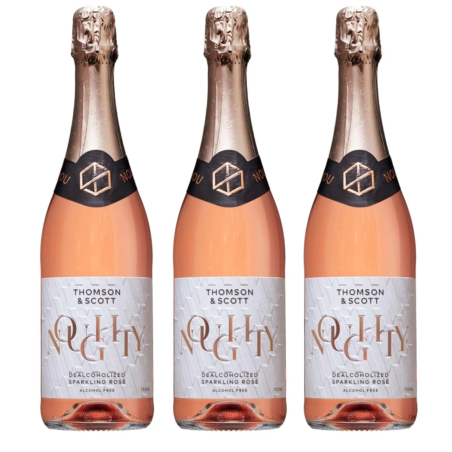 Thomson & Scott Noughty Rosé - Alcohol Free Sparkling Rosé, Organic, Low-Sugar, Halal Certified, Vegan, Great Gift for Expecting and New Mums, Birthdays, Anniversaries, Non Alcoholic Rose, 750ml (750ml, 3)