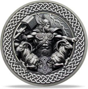 Thor Double Ram Viking Coin Gifts Set | Norse Mythology Thor's Hammer & Double Ram Medallion with Runes | Viking Gifts for Anniversary Month & Year for Men & Women