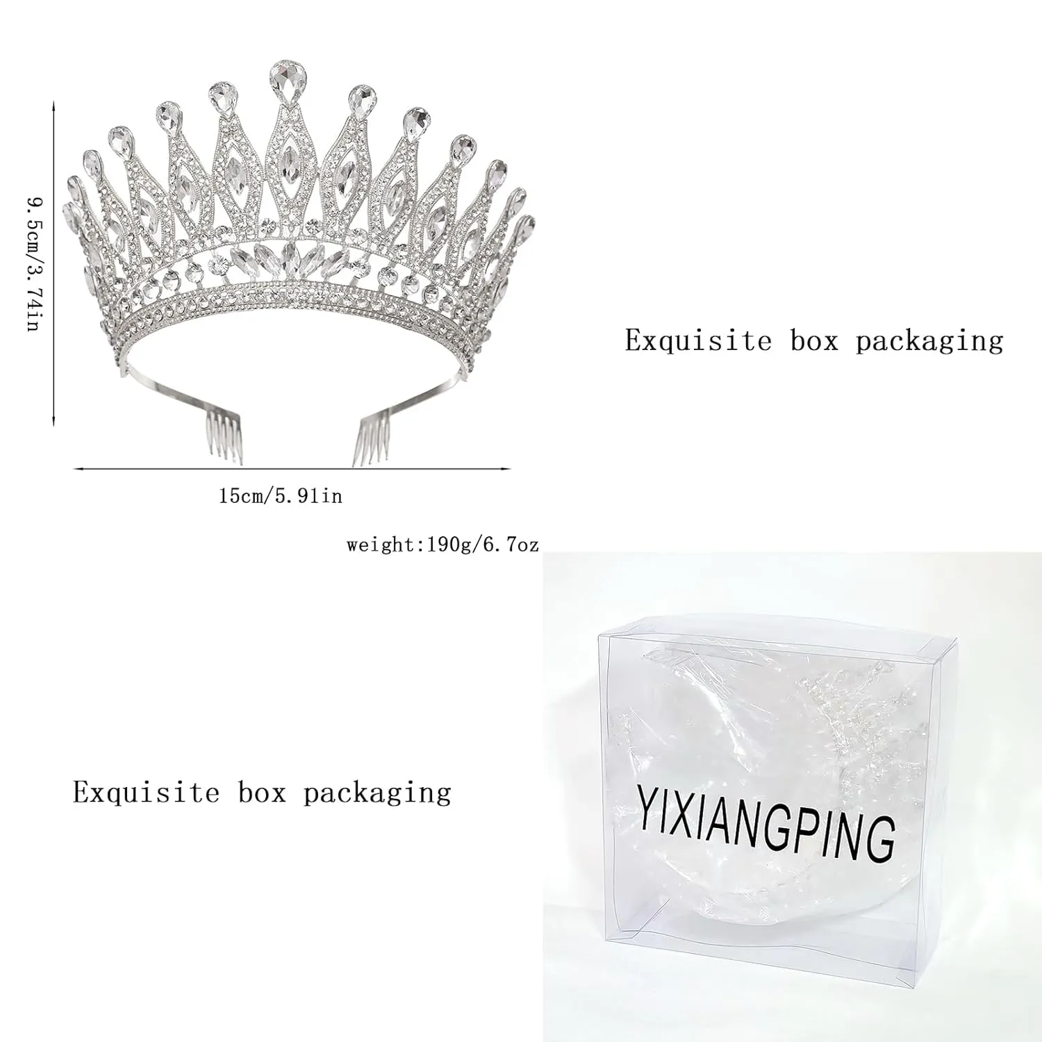 Tiaras and Crowns for Women,Wedding Tiara for Bride,Rhinestone Queen Crown,Crystal Costume Hair Accessories for Birthday Prom Crown with Combs(silver)