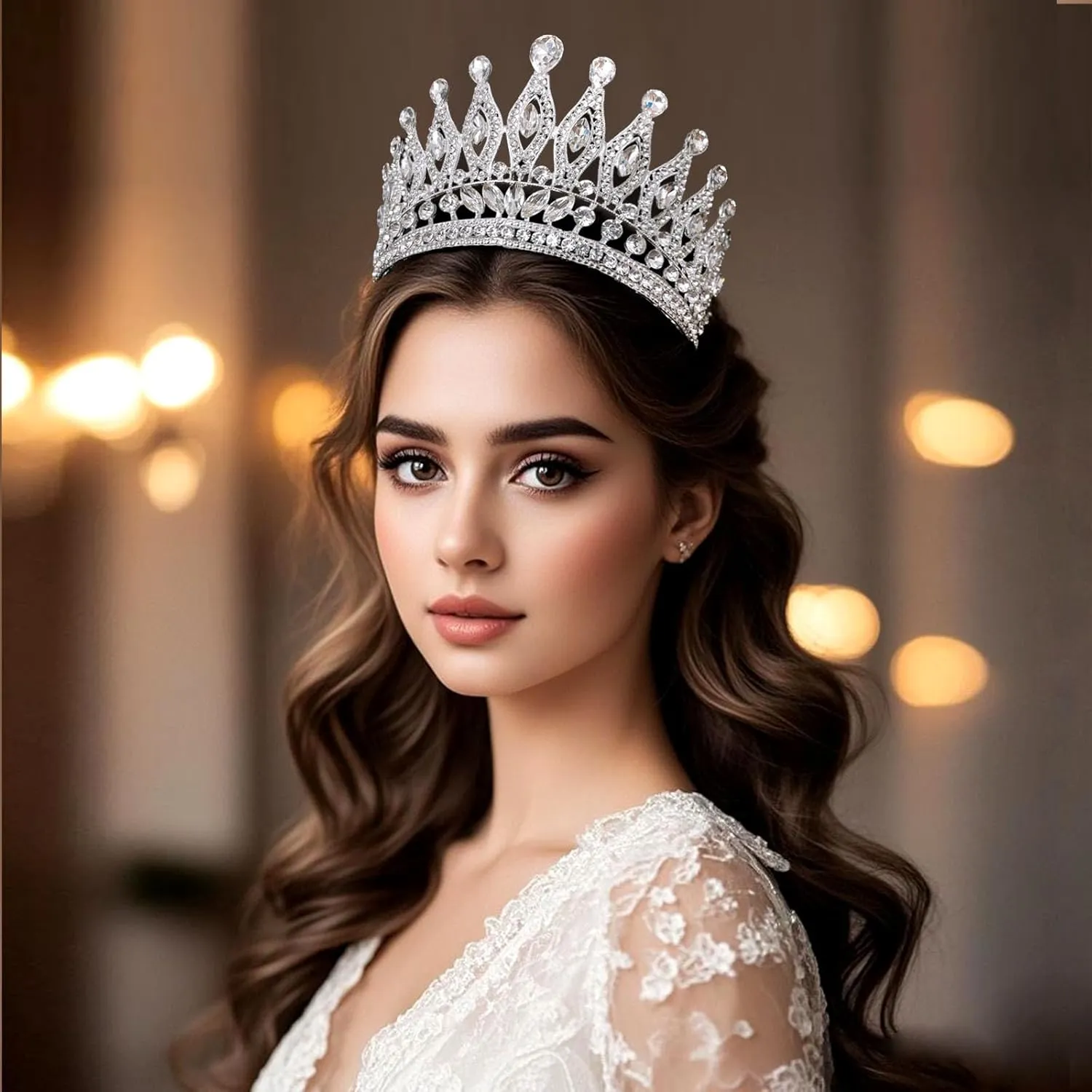 Tiaras and Crowns for Women,Wedding Tiara for Bride,Rhinestone Queen Crown,Crystal Costume Hair Accessories for Birthday Prom Crown with Combs(silver)