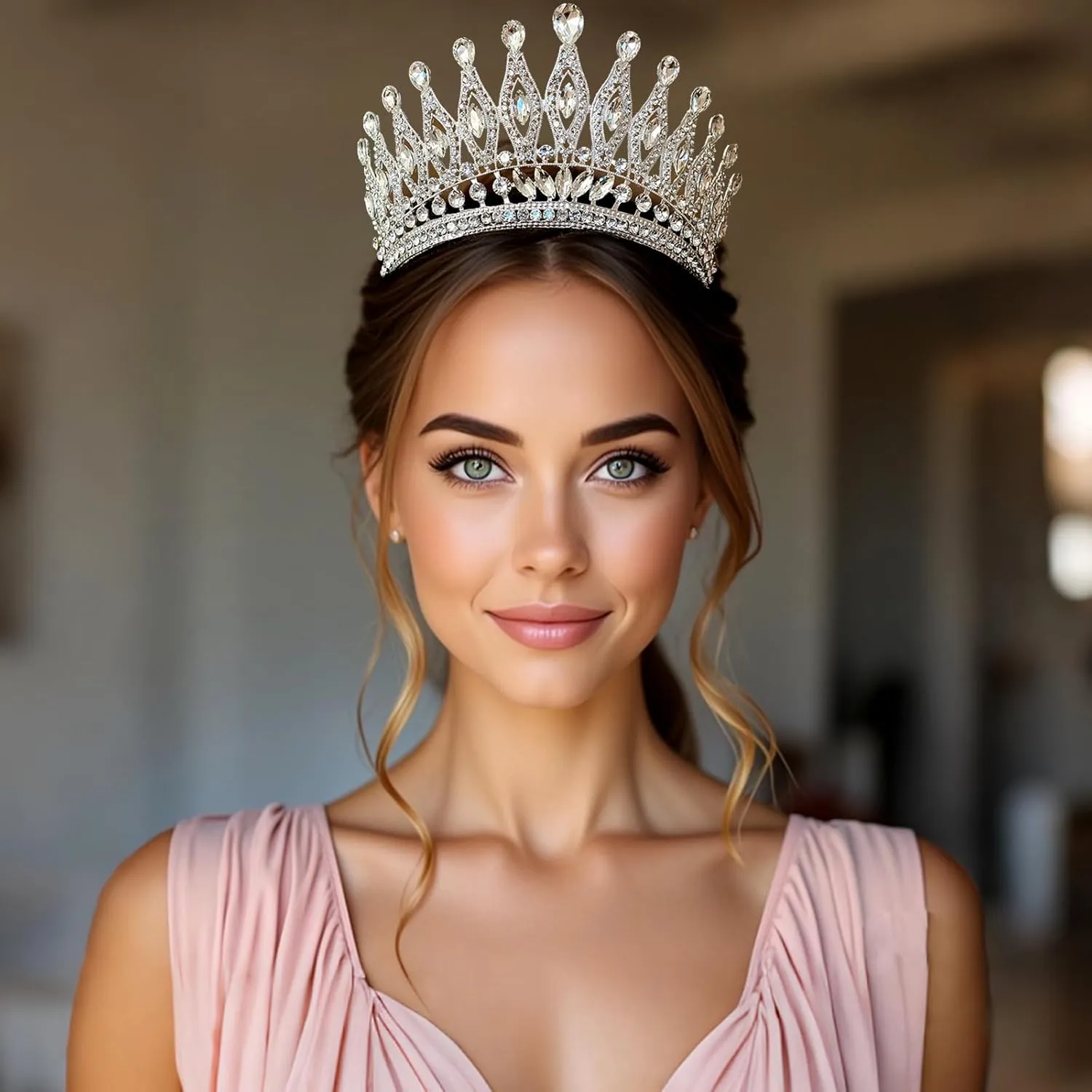 Tiaras and Crowns for Women,Wedding Tiara for Bride,Rhinestone Queen Crown,Crystal Costume Hair Accessories for Birthday Prom Crown with Combs(silver)