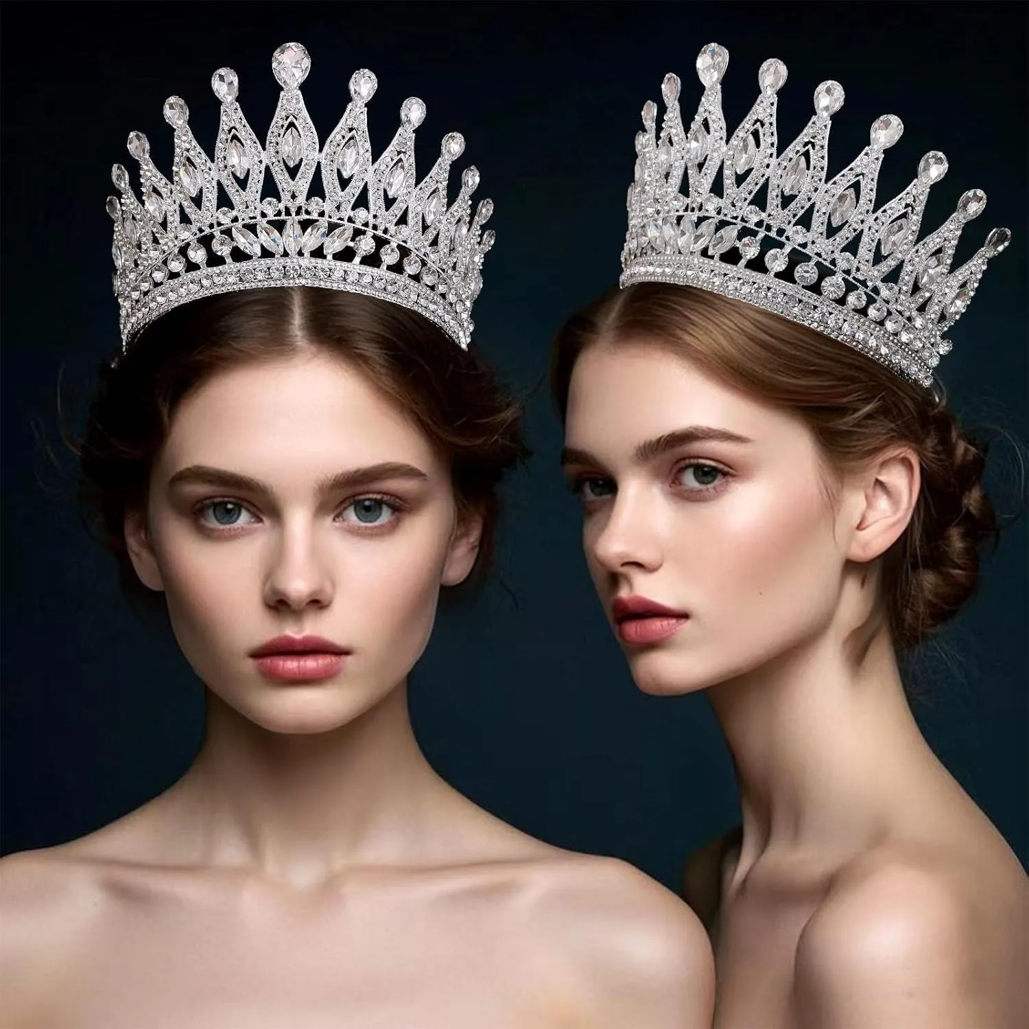 Tiaras and Crowns for Women,Wedding Tiara for Bride,Rhinestone Queen Crown,Crystal Costume Hair Accessories for Birthday Prom Crown with Combs(silver)