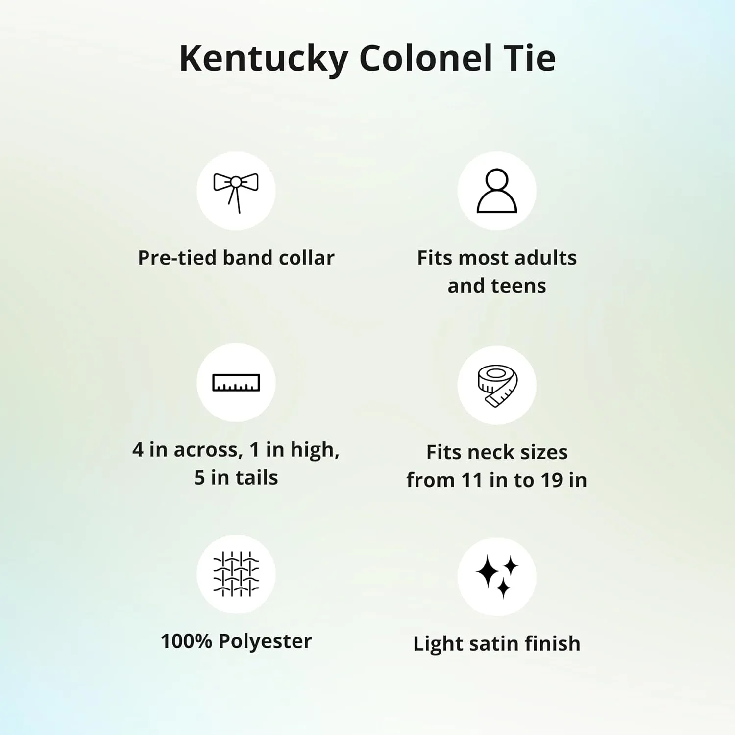 tiemart Kentucky Colonel Tie, Pre-tied, Adjustable Length Band Collar Up to 19"