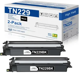TN-229 TN229 Black Toner Cartridge 2-Pack Replacement for Brother TN-229BK TN229BK TN229XL2PK Toner for MFC-L3780CDW HL-L3280CDW HL-L3220CDW HL-L3300CDW HL-L3295CDW Printer Toner TN229 2PK