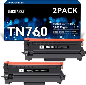 TN760 Toner for Brother Printer Compatible Replacement for Brother TN-760 TN730 TN-730 for MFC-L2710DW DCP-L2550DW MFC-L2750DW HL-L2350DW HL-L2395DW HL-L2390DW HL-L2370DW (Black 2-Pack)
