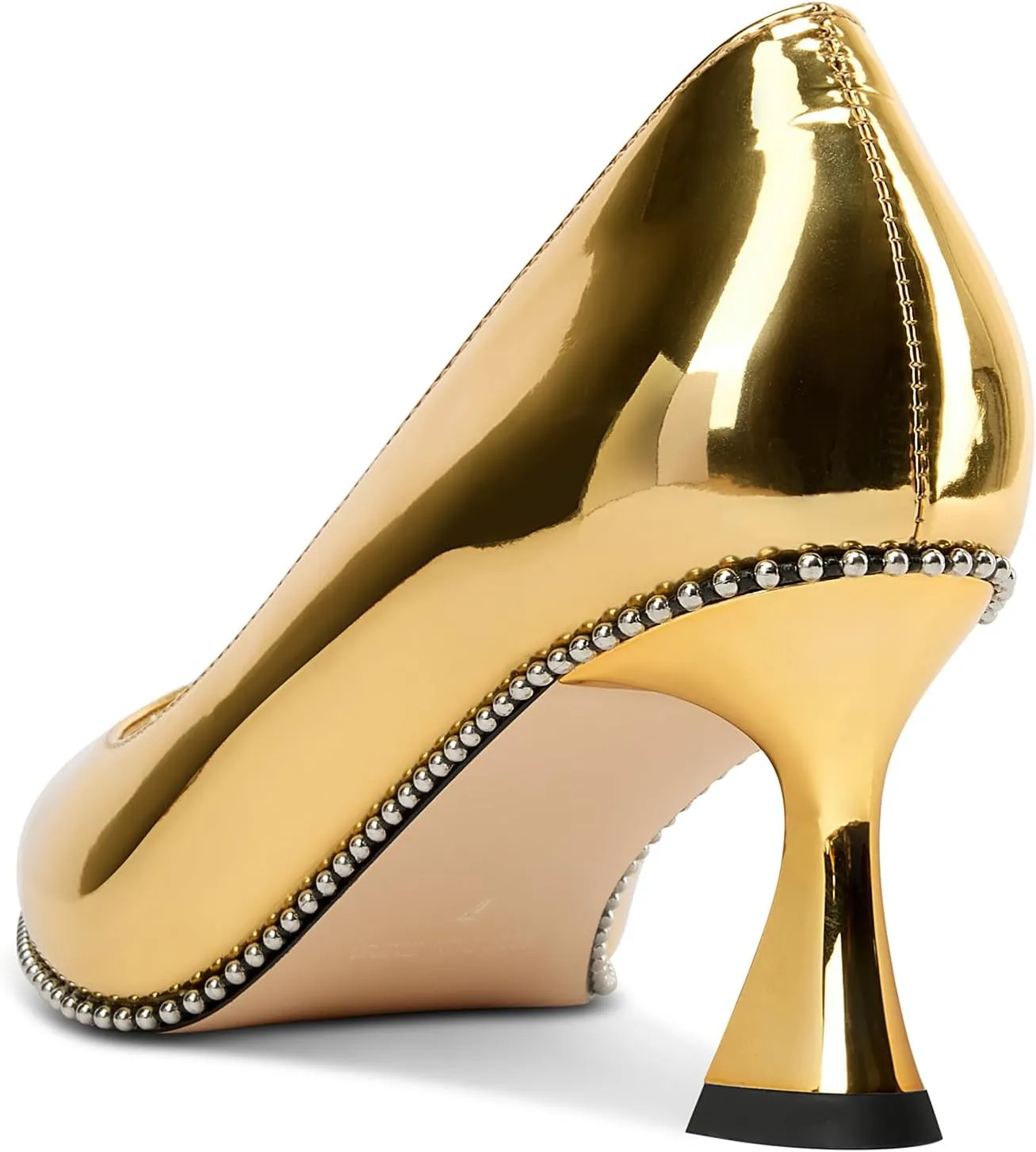TNYNFBEB Womens Kitten Heel Pointed Toe Pumps Slip-on Sliver Beaded Prom Wedding Dress Basic Classic Patent Leather Summer 2.6 Inches Heels