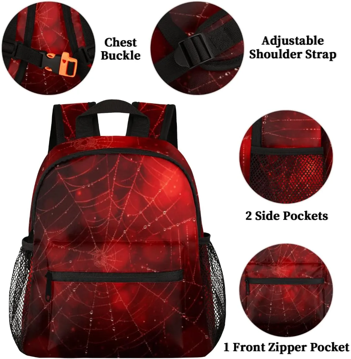 Toddler Backpack for Boys,Cobweb Spider Webs Mini backpack for Kids Preschool Kindergarten School Bag 12 Inch, Small Bookbag Casual Daypack for Girls Children