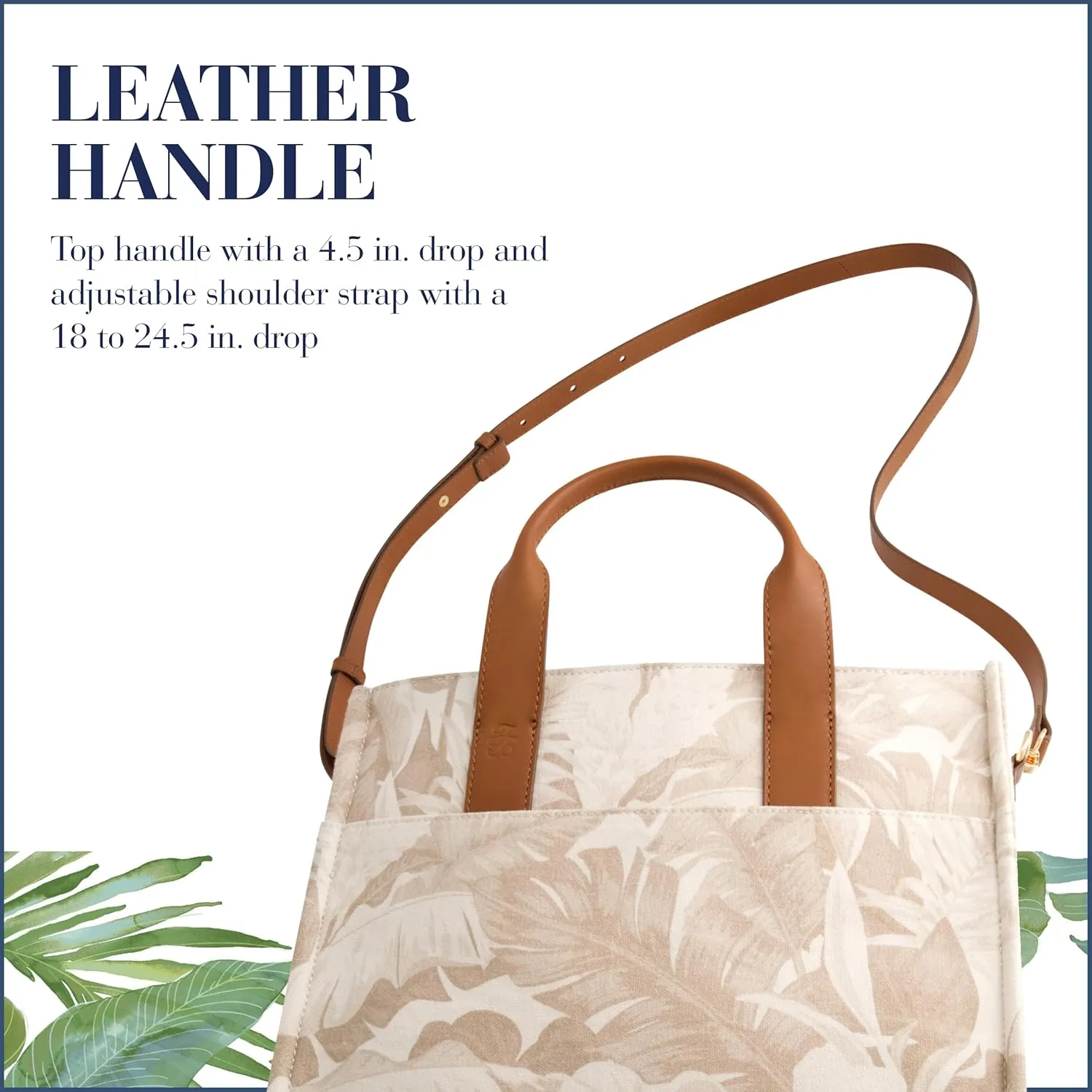 Tommy Bahama Women's Tote Bag, Medium Travel Purse Handbag with Adjustable Shoulder Strap and Leather Trim