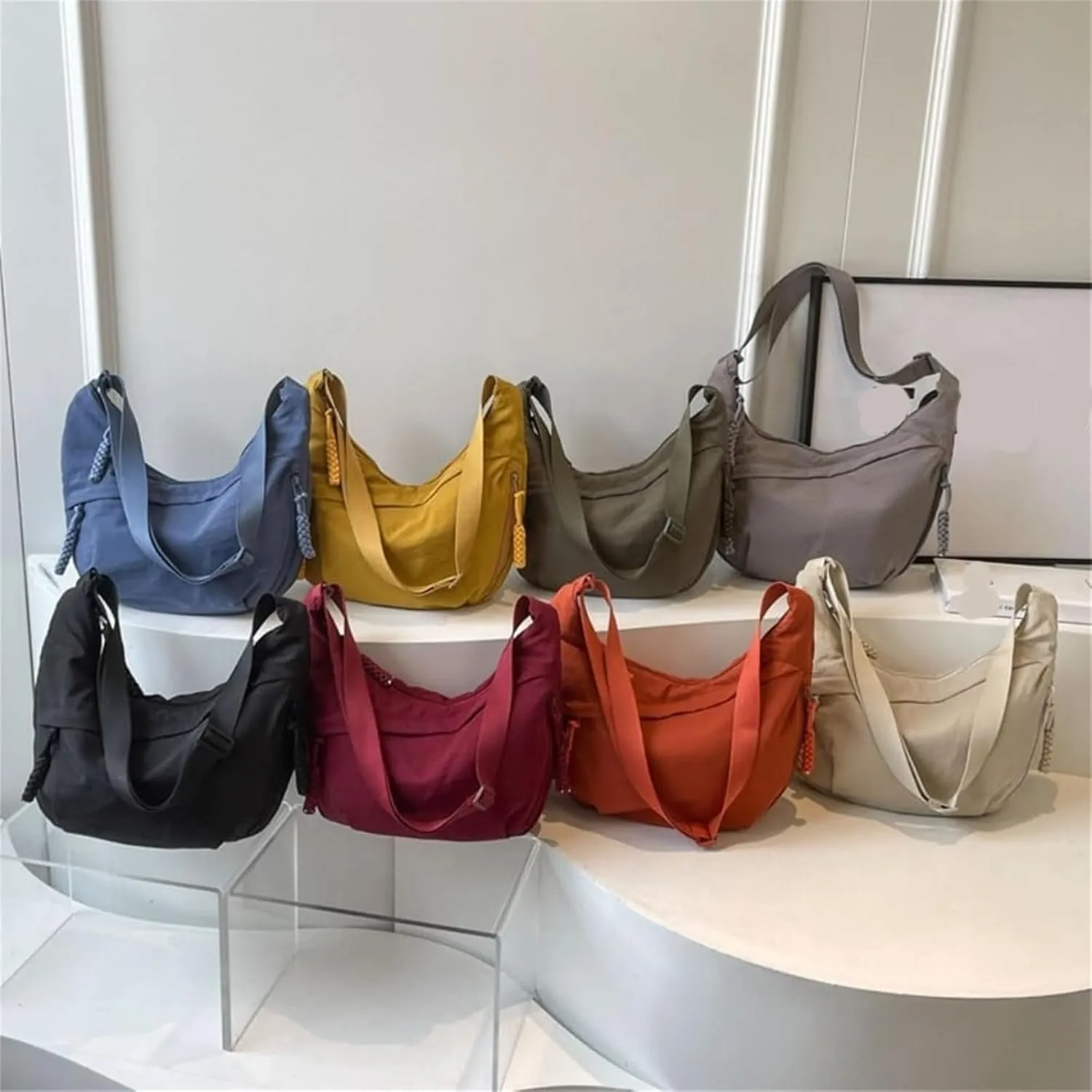 Toselfwith Women's Fashion Plain Color Nylon Crossbody Bag, Crossbody Bags for Women Travel with Adjustable Shoulder Straps