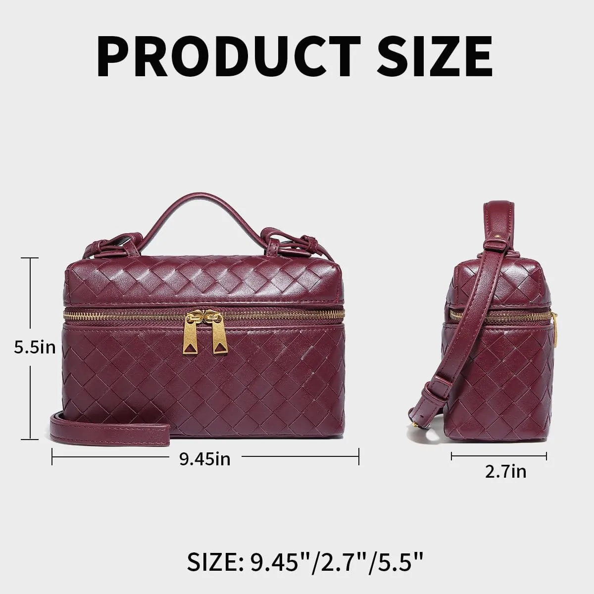 Trendy Woven Crossbody Purse Bag for Women, Cute Shoulder Bag Square Box Bags Mini PU Leather Top Handle Purses Handbag