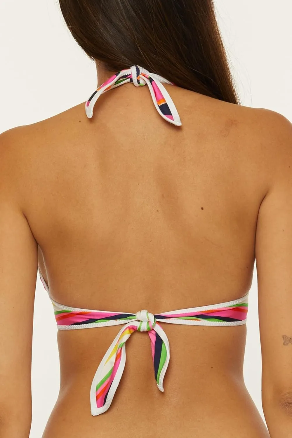 Trina Turk Women's Anniversary Stripe Halter Bikini Top, Adjustable, Tie Back, Swimwear Separates
