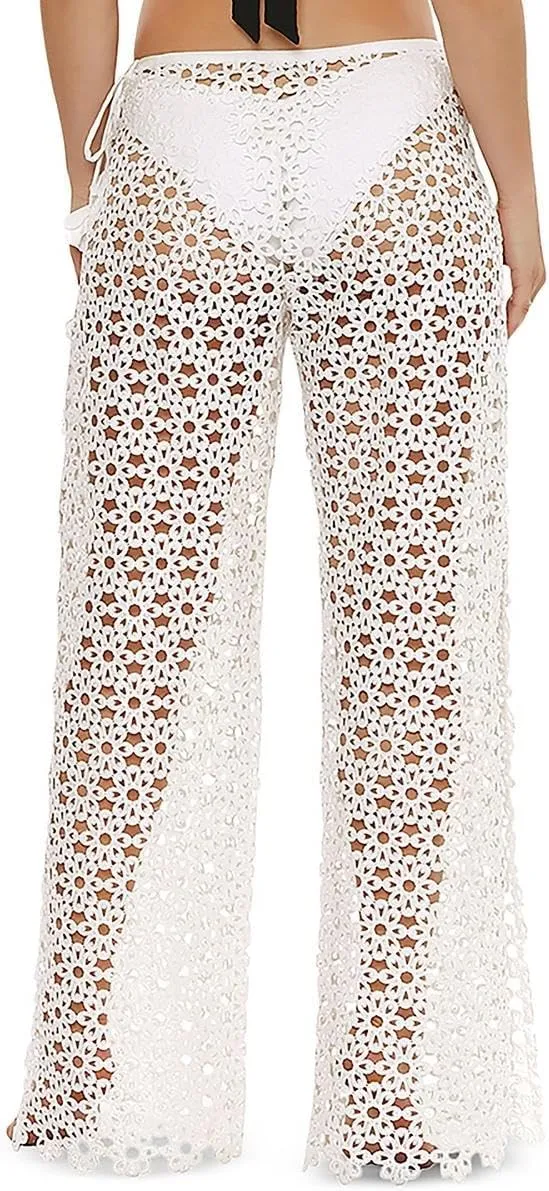 Trina Turk womens Chateau Lace Up Pants, Split Side, Wide Leg, Beach Cover Ups for Women