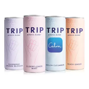 Trip Mindful Blend, Lightly Sparkling Adaptogen Seltzer, Mocktail w/ 120mg Magnesium Citrate with Ashwagandha, Lions Mane & L Theanine, No Added Sugar, Vegan, Variety Pack, 12 Oz, 12Pk