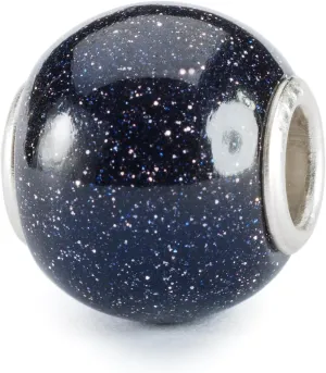 TROLLBEADS Round Blue Goldstone Charm - Sparkling Night Sky Charm | Authentic Brand Charm | Glass & Gemstone | Spirituality & Stars Collection | Designed by Lise Aagaard