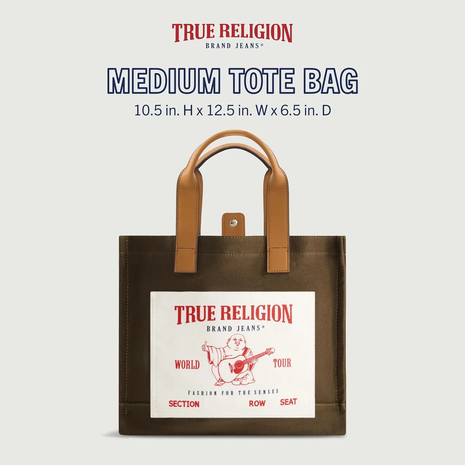 True Religion Tote, Women's Medium Travel Shoulder Bag with Adjustable Strap