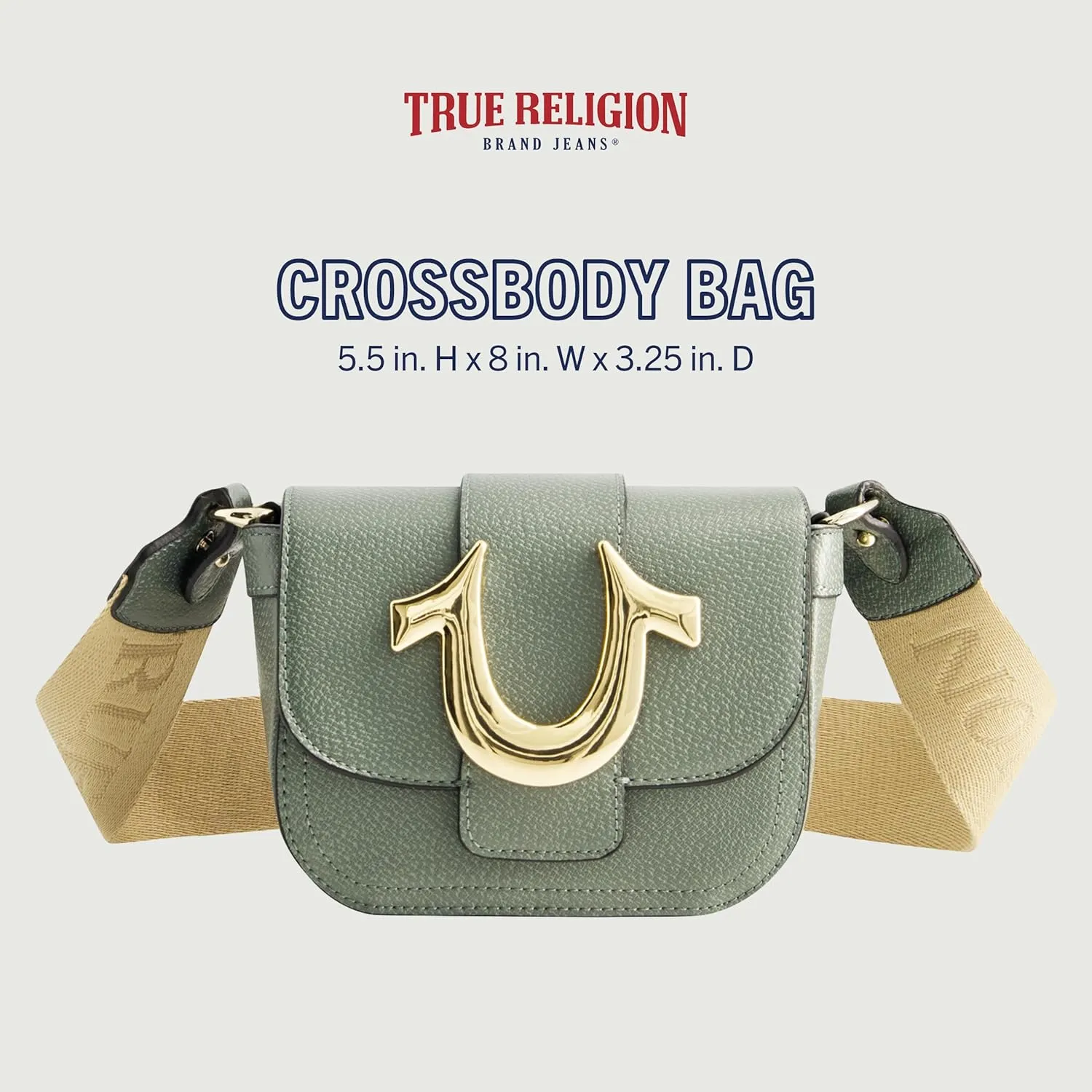 True Religion Women's Crossbody Bag, Mini Flap Adjustable Shoulder Handbag with Horseshoe Logo
