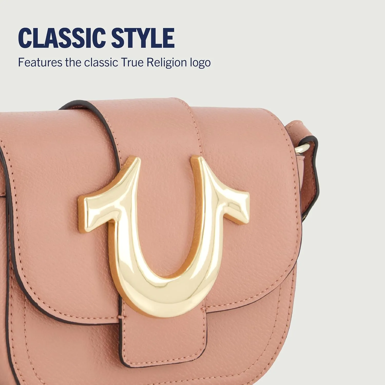True Religion Women's Crossbody Bag, Mini Flap Adjustable Shoulder Handbag with Horseshoe Logo