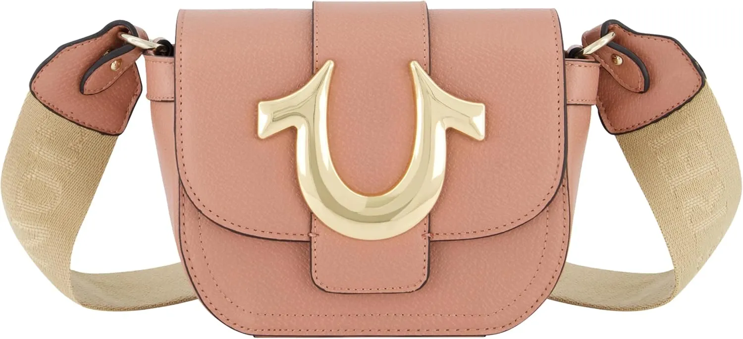 True Religion Women's Crossbody Bag, Mini Flap Adjustable Shoulder Handbag with Horseshoe Logo