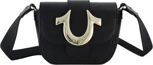 True Religion Women's Crossbody Bag, Mini Flap Adjustable Shoulder Handbag with Horseshoe Logo