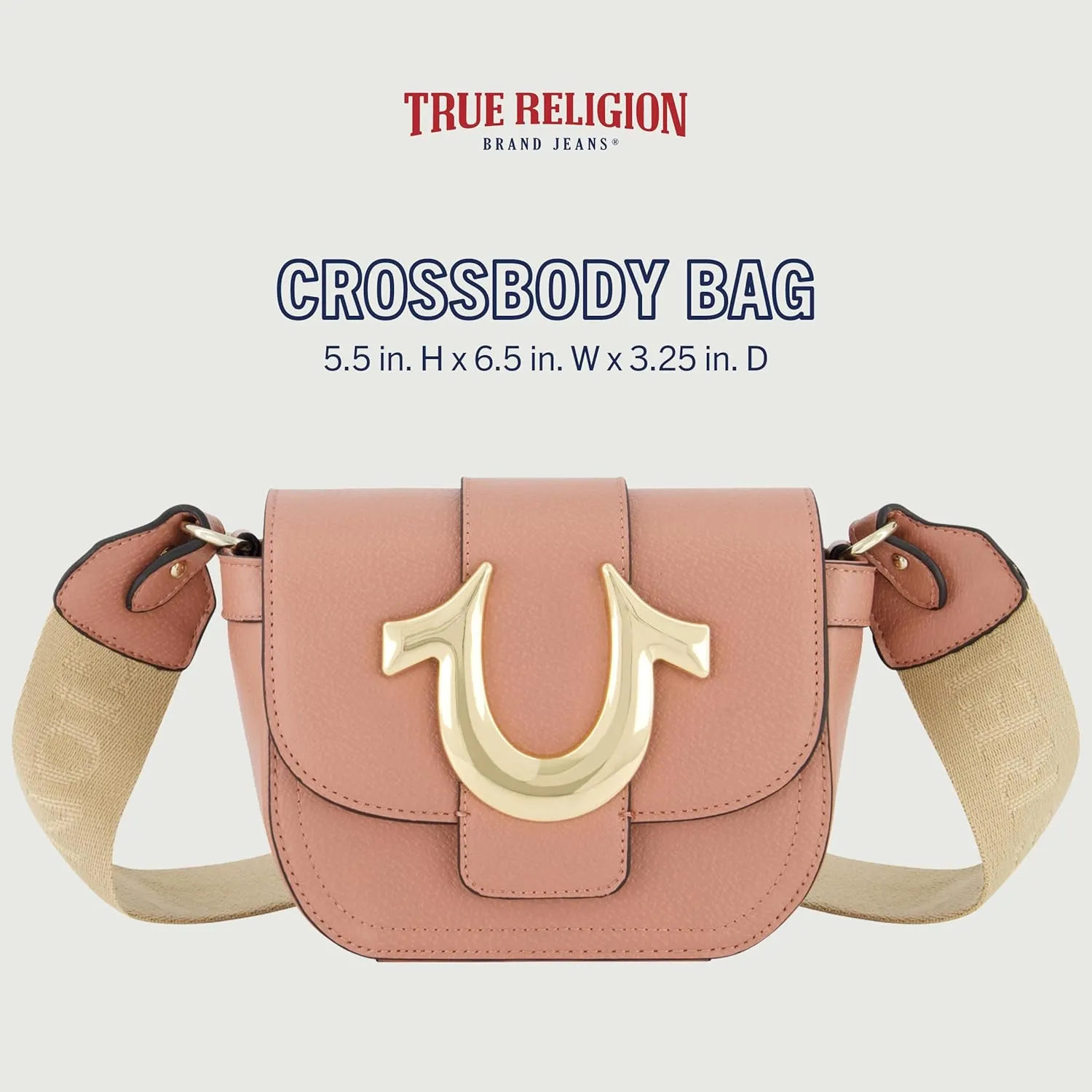 True Religion Women's Crossbody Bag, Mini Flap Adjustable Shoulder Handbag with Horseshoe Logo