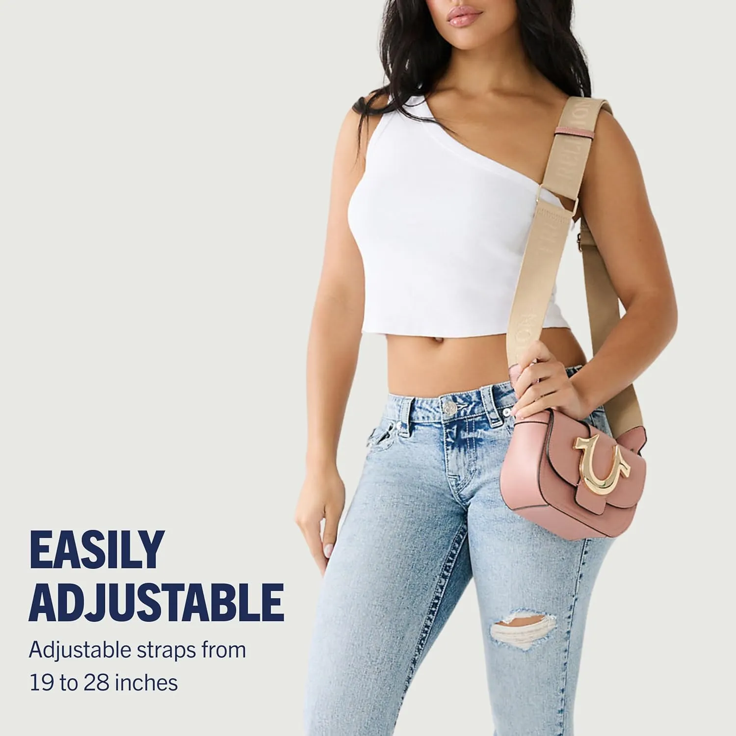 True Religion Women's Crossbody Bag, Mini Flap Adjustable Shoulder Handbag with Horseshoe Logo