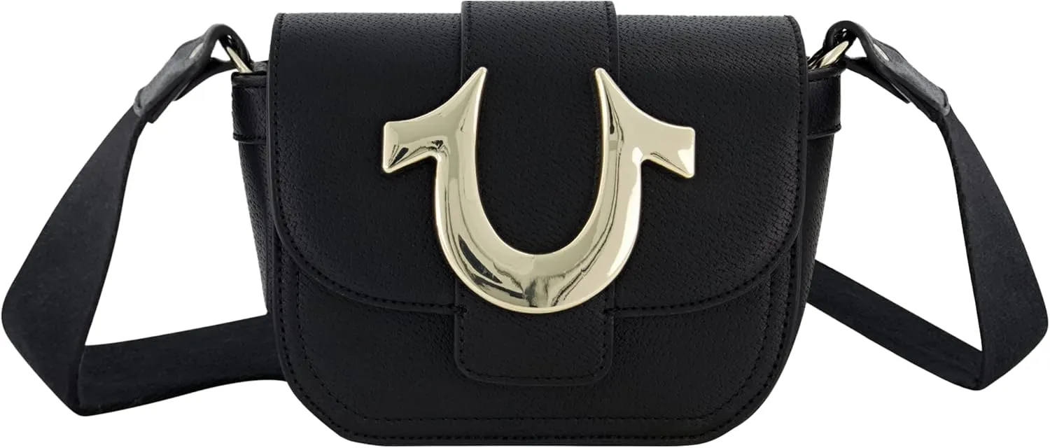 True Religion Women's Crossbody Bag, Mini Flap Adjustable Shoulder Handbag with Horseshoe Logo