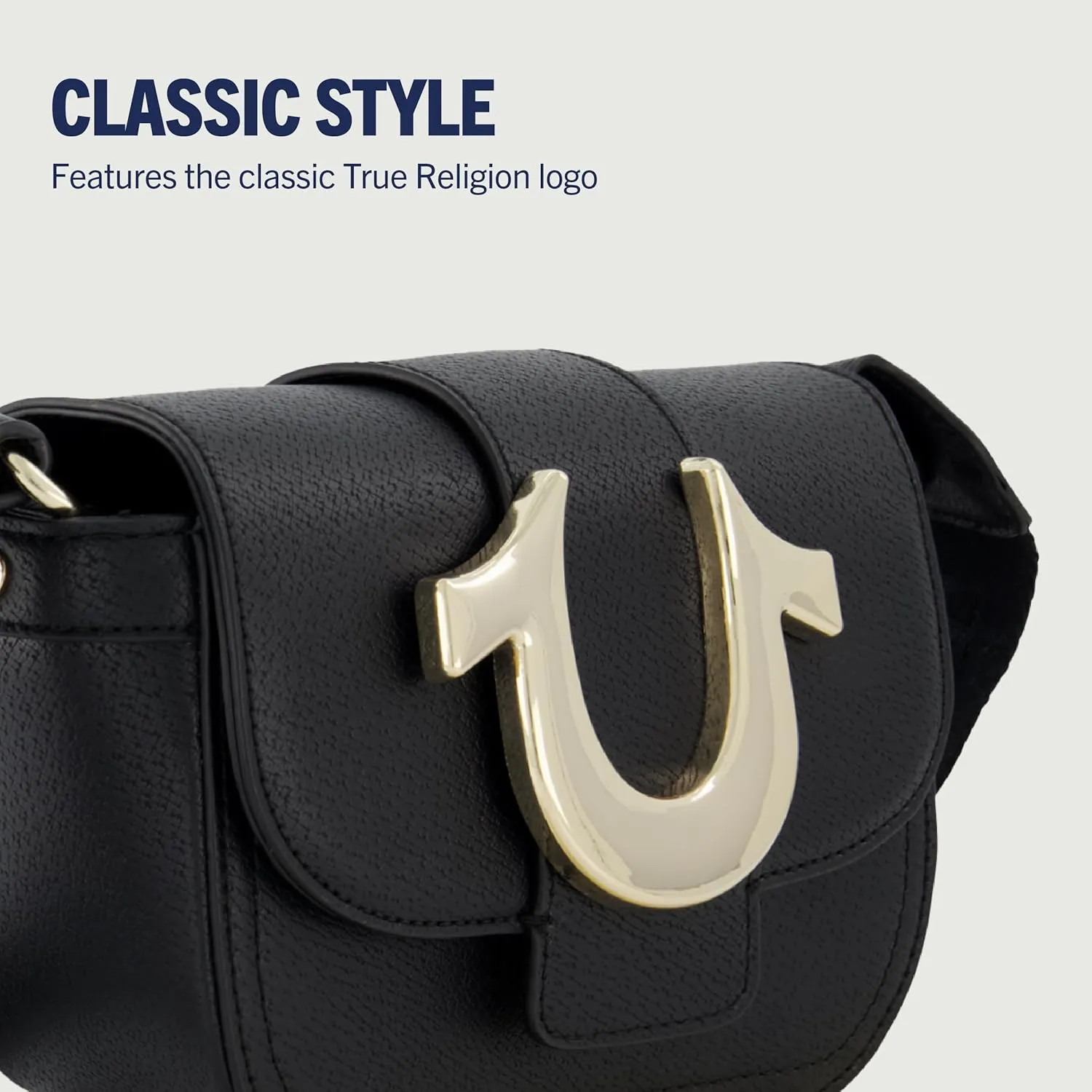 True Religion Women's Crossbody Bag, Mini Flap Adjustable Shoulder Handbag with Horseshoe Logo