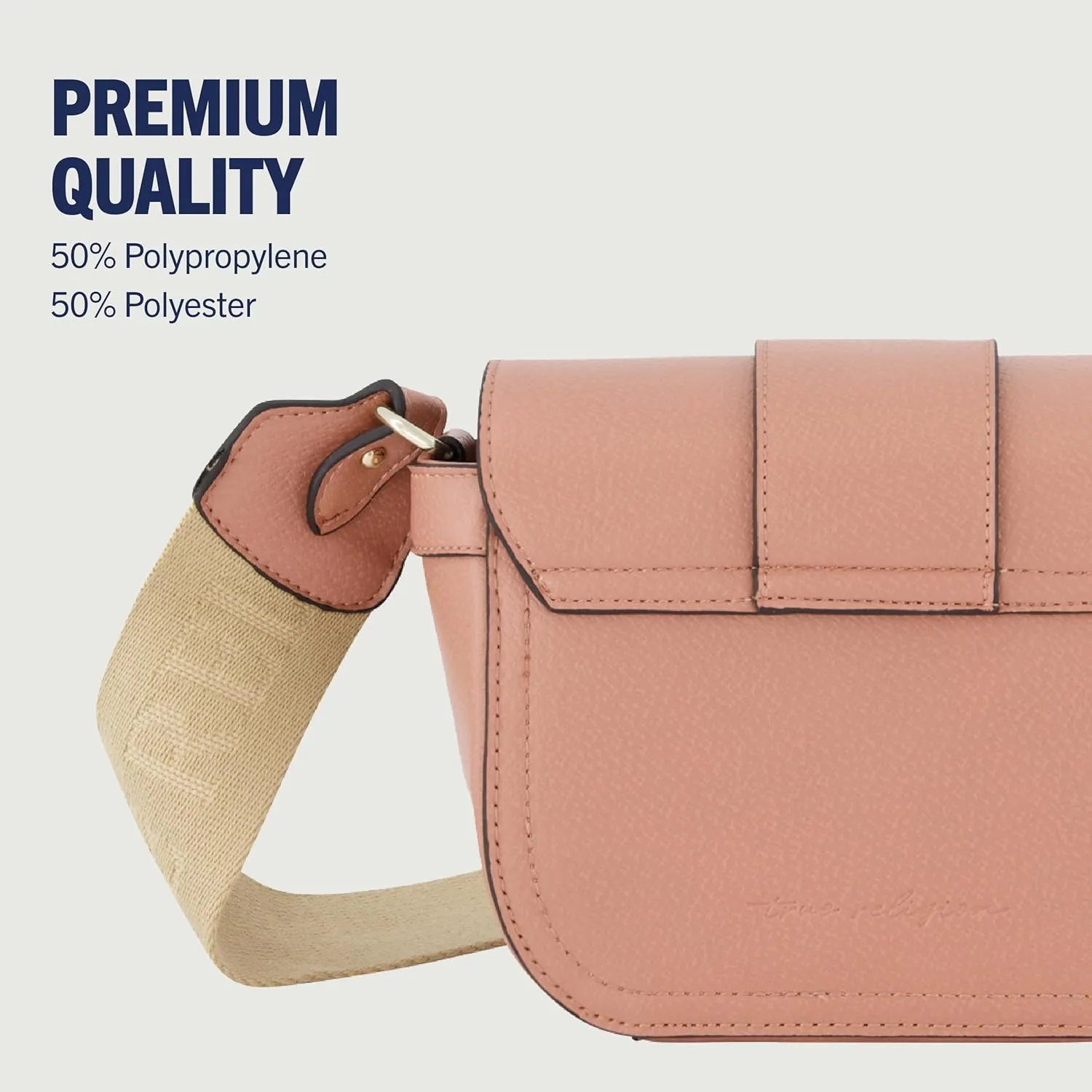 True Religion Women's Crossbody Bag, Mini Flap Adjustable Shoulder Handbag with Horseshoe Logo