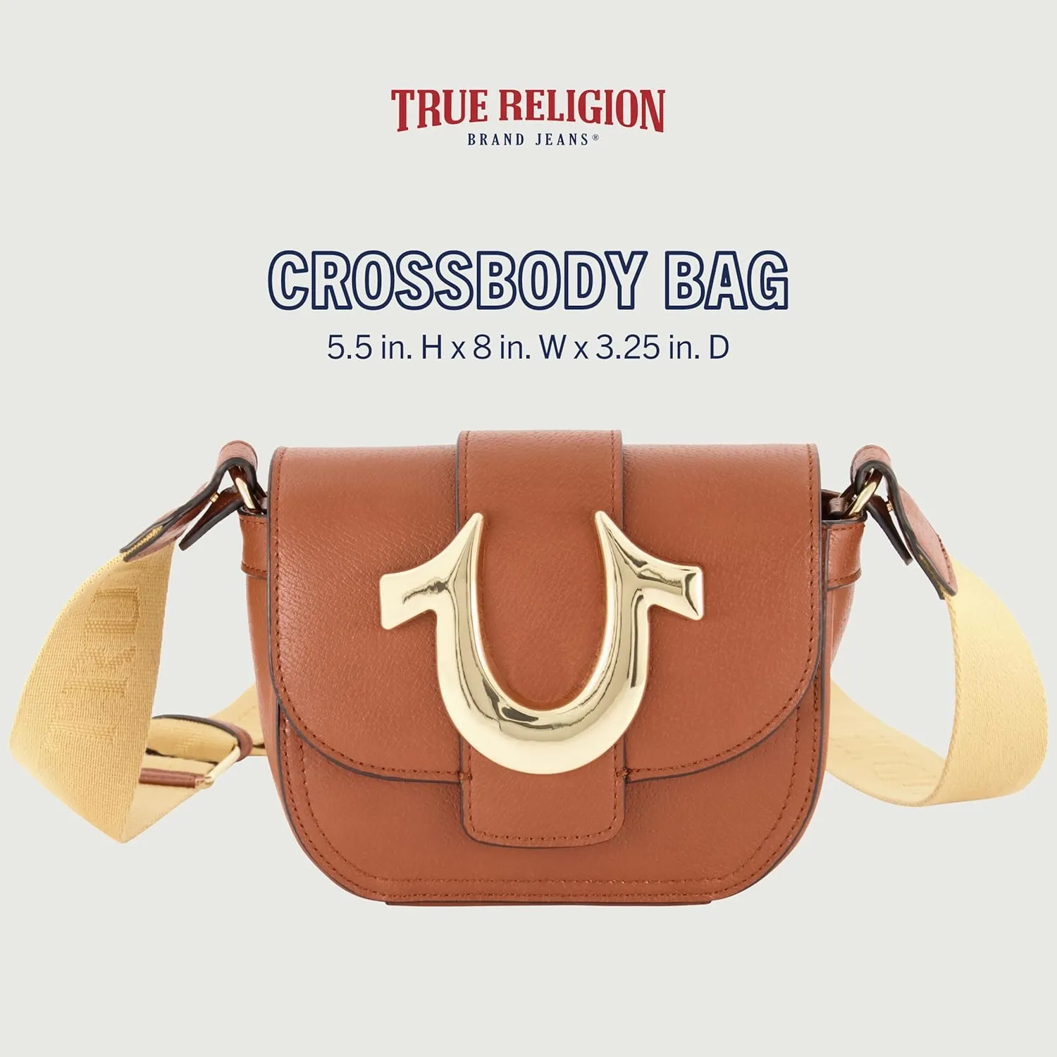 True Religion Women's Crossbody Bag, Mini Flap Adjustable Shoulder Handbag with Horseshoe Logo