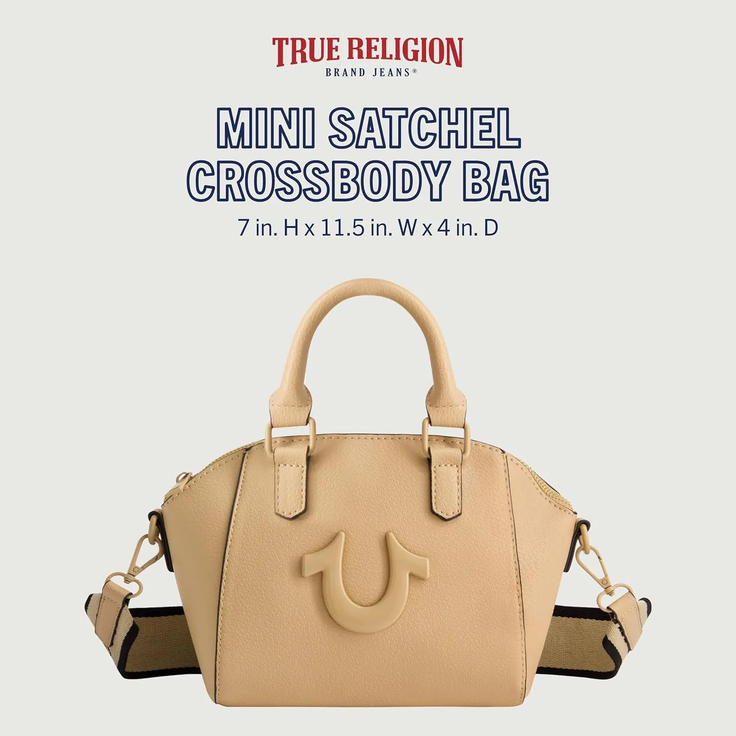True Religion Women's Satchel Bag, Small Crossbody Purse Handbag with Adjustable Removable Shoulder Strap