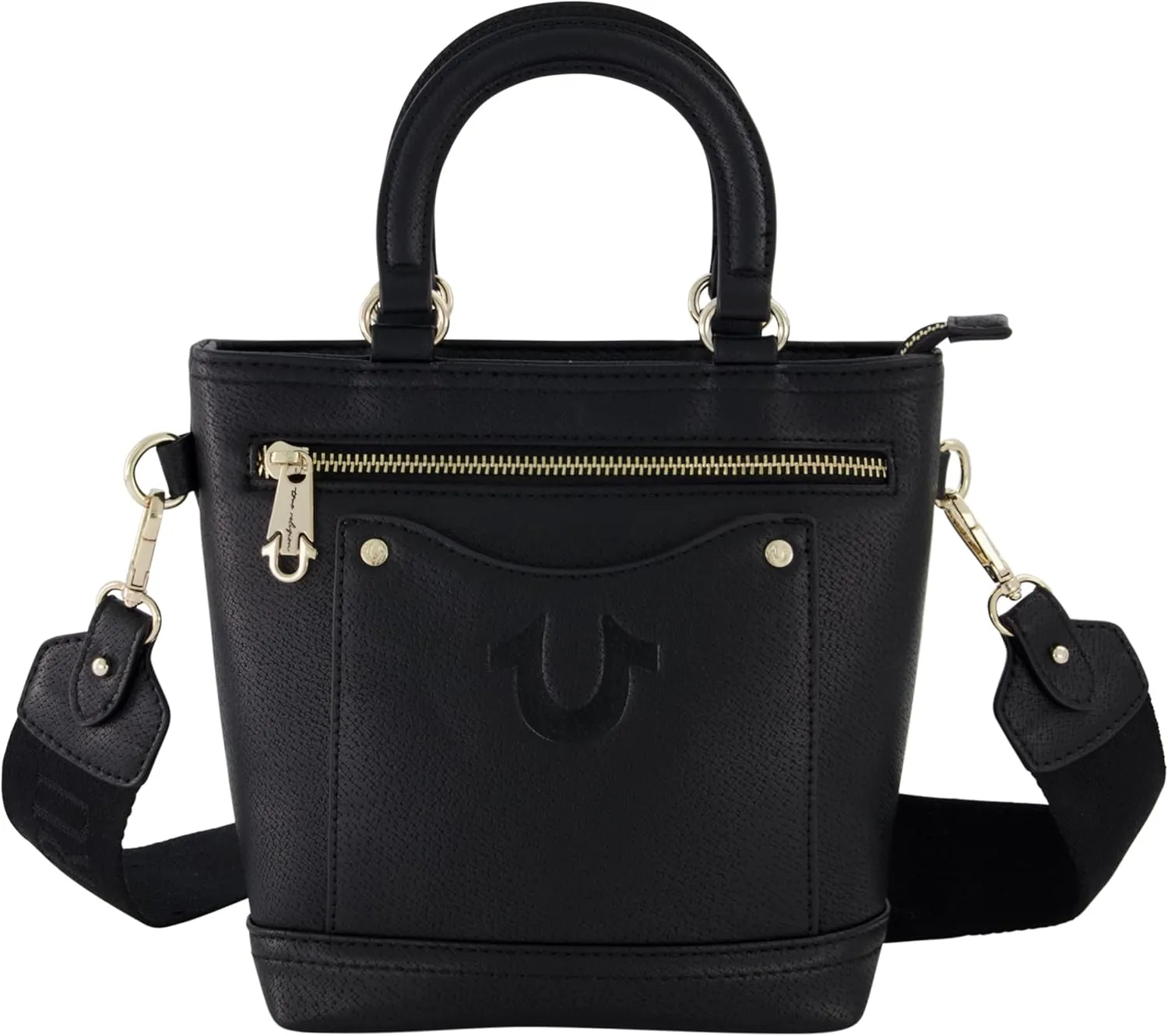 True Religion Women's Shoulder Bag, Adjustable Crossbody Handbag with Horseshoe Logo Zipper