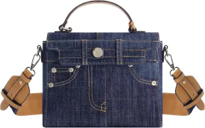 True Religion Women's Shoulder Bag Purse, Jean Pocket Mini Flap Crossbody Handbag with Adjustable Strap