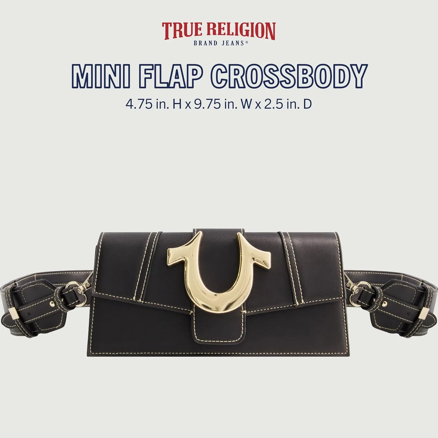 True Religion Women's Shoulder Bag Purse, Mini Flap Crossbody Handbag with Horseshoe Logo