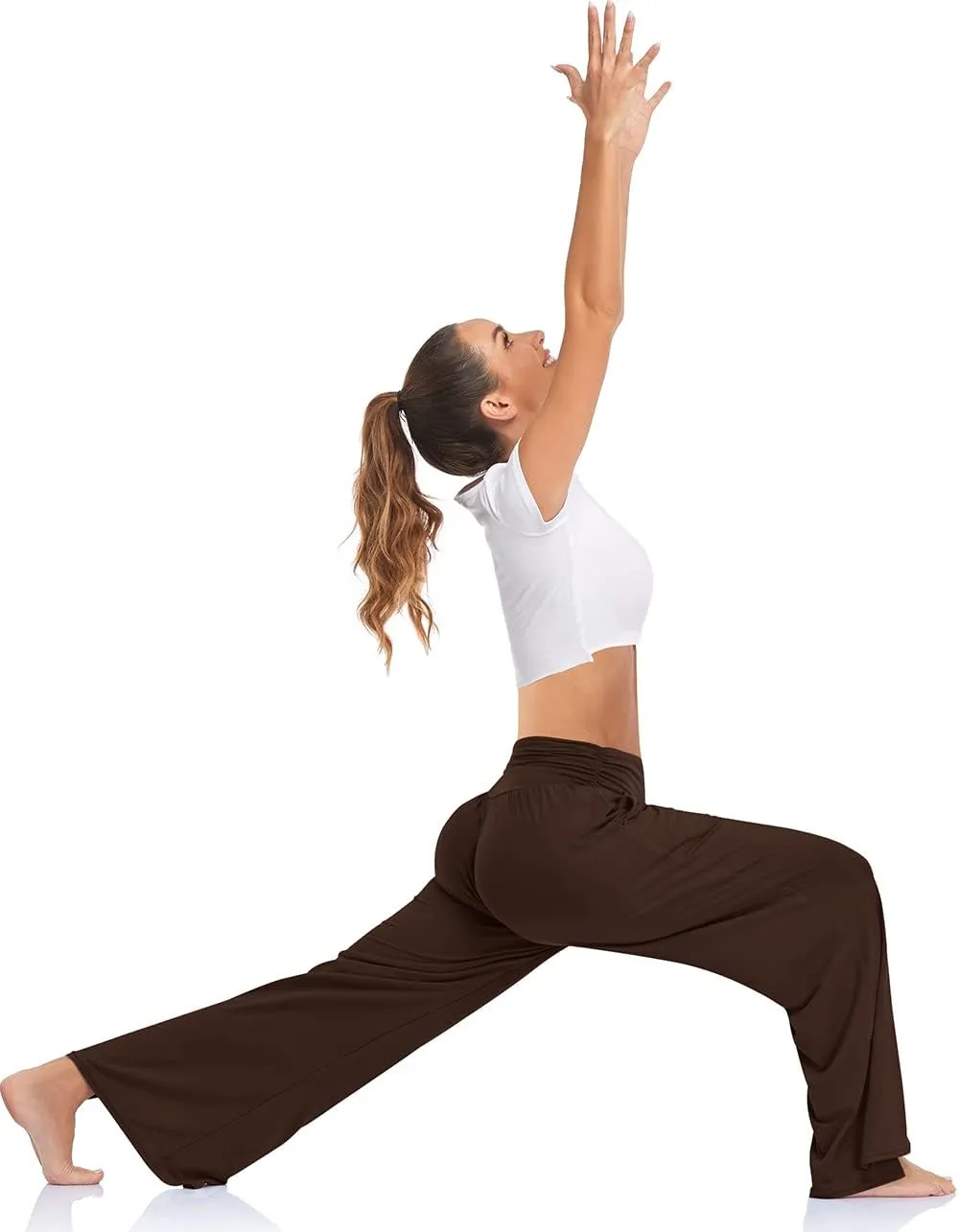 UEU Womens Wide Leg Yoga Pants High Waisted Adjustable Tie Knot Joggers Casual Loose Plus Size Lounge Sweatpants with Pockets