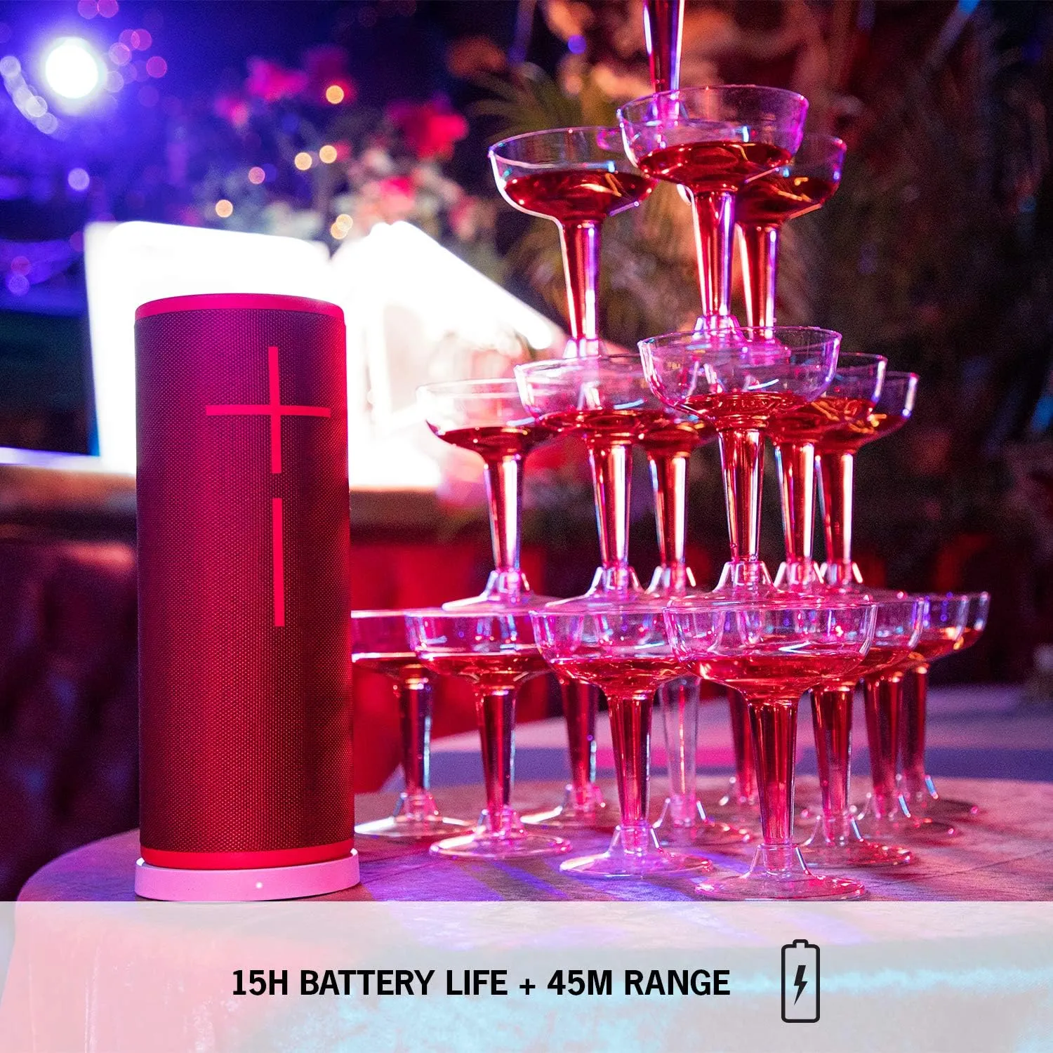 Ultimate Ears Boom 3 Wireless Bluetooth Speaker, Bold Sound   Deep Bass, Bluetooth, Magic Button, Waterproof, 15 Hours Battery, Range of 150 ft, Sunset Red