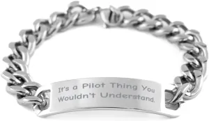 Unique Idea Pilot Cuban Chain Bracelet, It's a Pilot Thing, Gifts for Men Women, Present from Boss, Engraved Bracelet for Pilot, Funny Pilot Gifts, Funny Airplane Gifts, Aviation Gifts, Pilot Humor